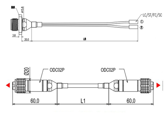 Verbindungsstück des Kommunikations-Faser-Optikverbindungskabel-Kabel-ODC -2 ODC -4 ODC im Freien