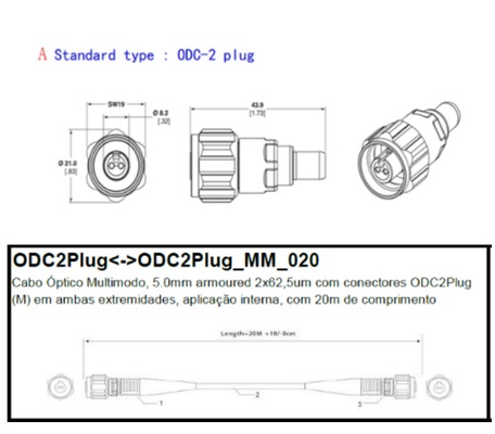 5,0 Millimeter gepanzerten Lichtleiterkabel-des in mehreren Betriebsarten 2 X 62.5um mit Verbindungsstücken des Stecker-ODC2