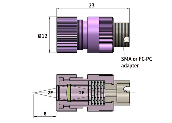 Lichtwellenleiter FC/PC oder SMA-Verbindungsstücke mit mittlerer Infrarotrefokussierungsziel-Linse