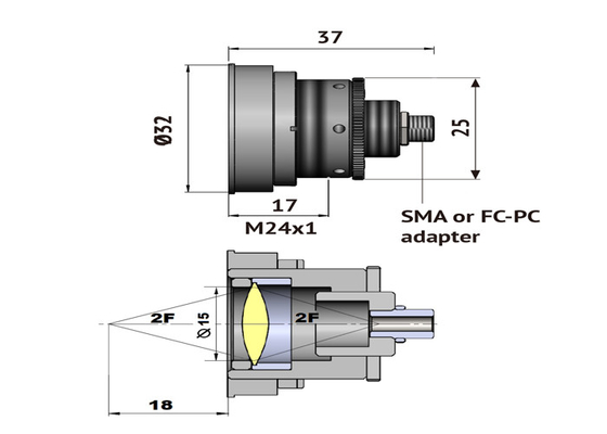 Lichtwellenleiter FC/PC oder SMA-Verbindungsstücke mit mittlerer Infrarotrefokussierungsziel-Linse