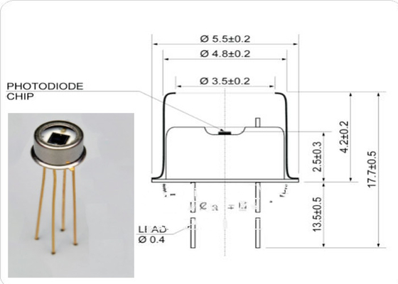 Farbsi-photodetektor TO-5 Hicorpwell HCPD3.6-A0.3 zwei ragt 0,94 und 3,3 Mikrometer empor