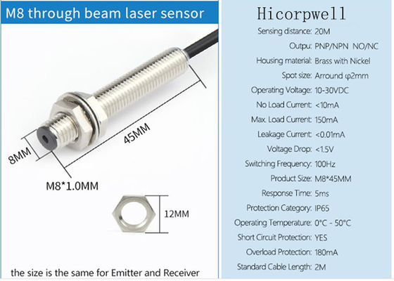 Erschütterungs-Stellungsgeber-photoelektrische Laser-Sensoren Lasers der milden Wasser-Öl-Staub-Umwelt-M8 photoelektrische